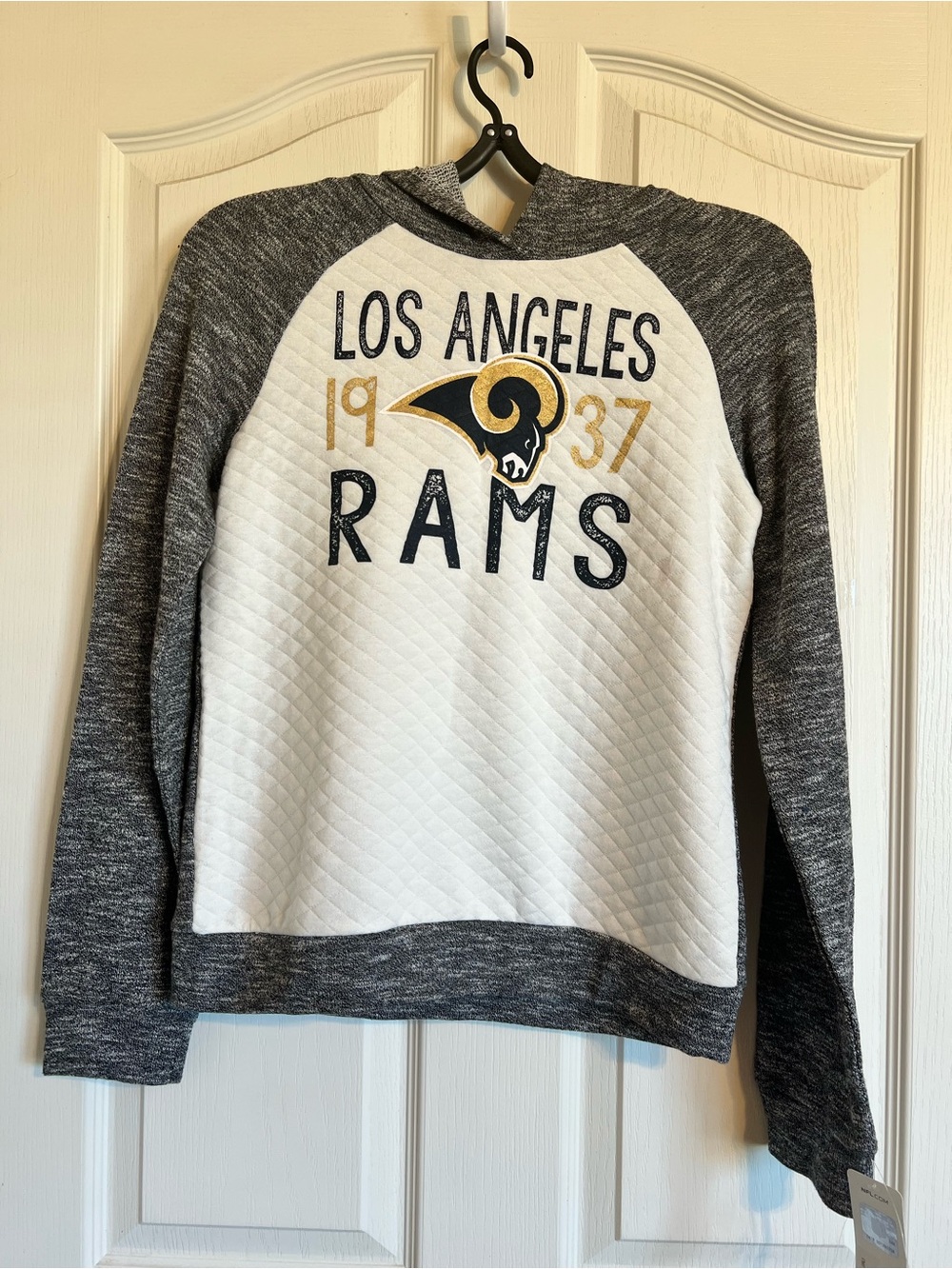 NFL Girls Team Apparel Quilted White & Charcoal Pullover